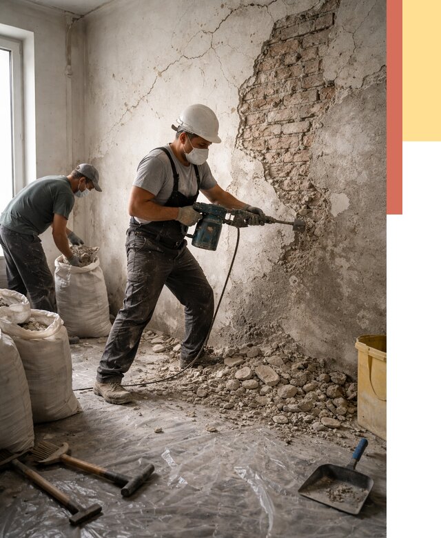 Демонтаж штукатурки со стен в Саранске от 7586 руб/м² — быстро и недорого | ОТДЕЛОЧНИК-Срн