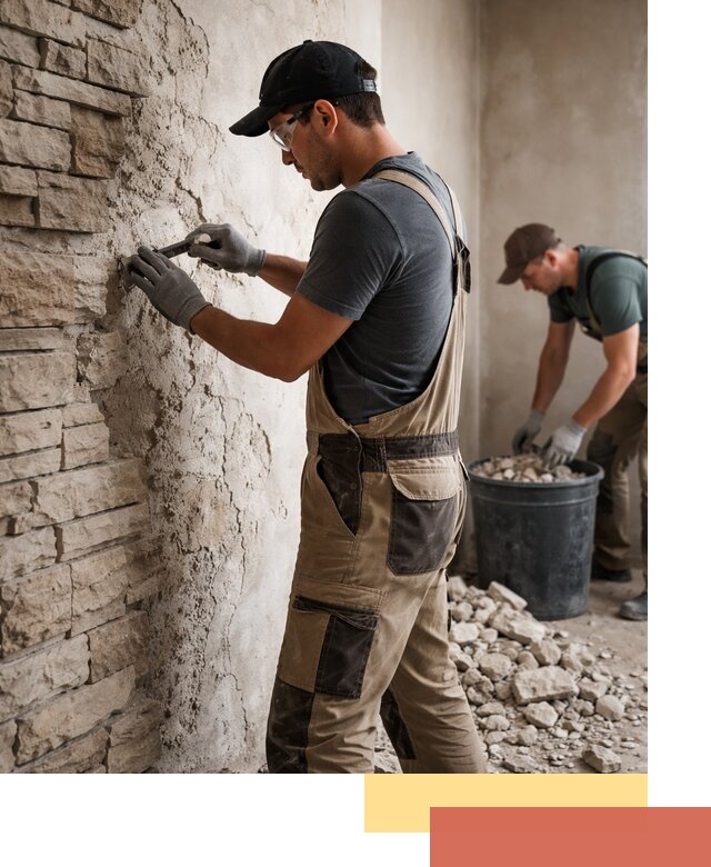 Демонтаж декоративного камня в Саранске профессионально и безопасно