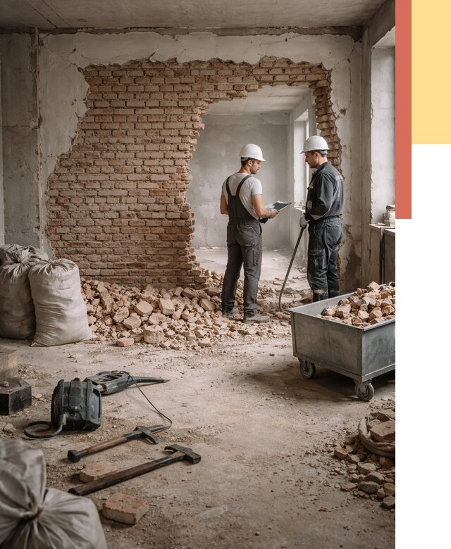 Демонтаж кирпичных стен в Саранске от 4425 руб. — быстро, недорого, под ключ | ОТДЕЛОЧНИК-Срн