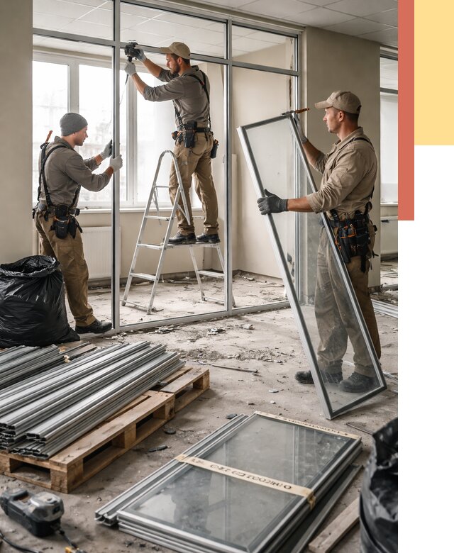 Демонтаж алюминиевых перегородок в Саранске от 4425 руб. — быстро и недорого | ОТДЕЛОЧНИК-Срн