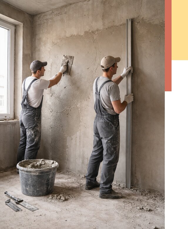 Штукатурка бетонных стен в Саранске от 4741 руб/м² — качественно и быстро | ОТДЕЛОЧНИК-Срн