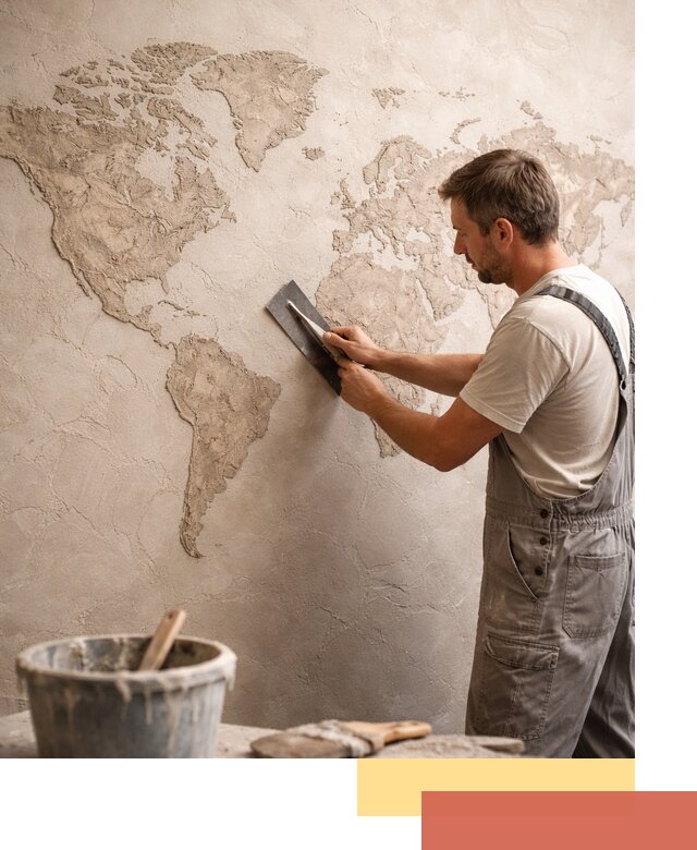 Декоративная штукатурка «Карта мира» под ключ в Саранске