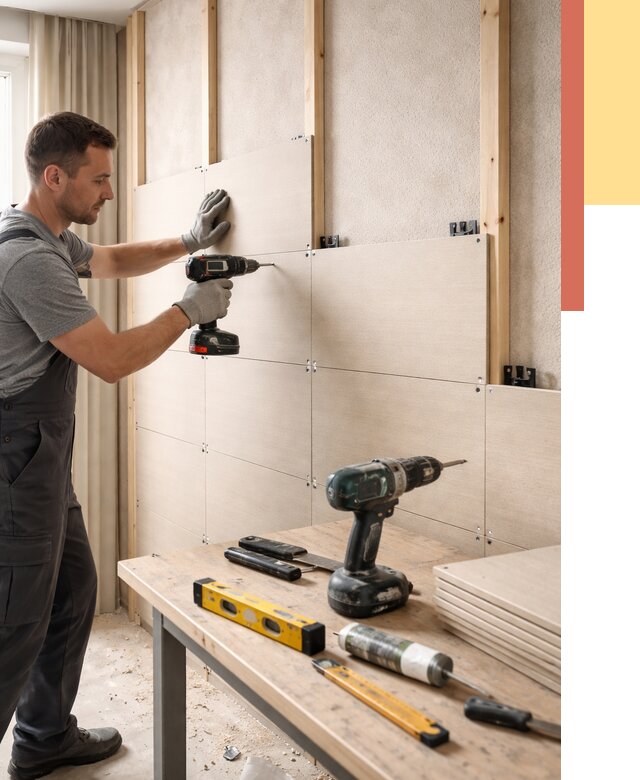 Монтаж МДФ панелей на стены в Саранске от 1317 руб. под ключ | ОТДЕЛОЧНИК-Срн