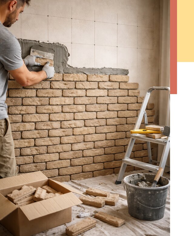 Монтаж декоративного кирпича в Саранске от 3372 руб./м² — быстро и недорого | ОТДЕЛОЧНИК-Срн