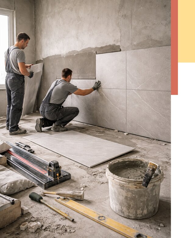 Облицовка стен керамогранитом в Саранске от 4425 руб./м² — услуги под ключ | ОТДЕЛОЧНИК-Срн