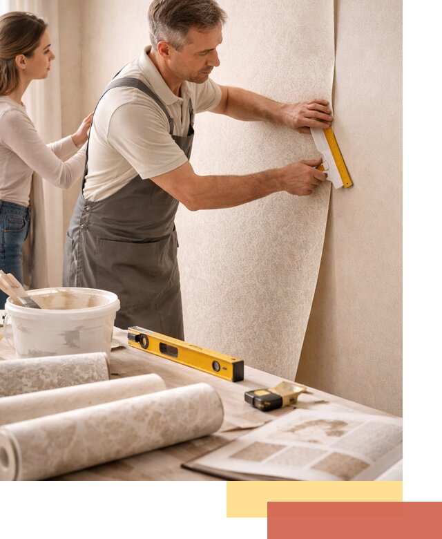 Поклейка обоев с подбором рисунка в Саранске