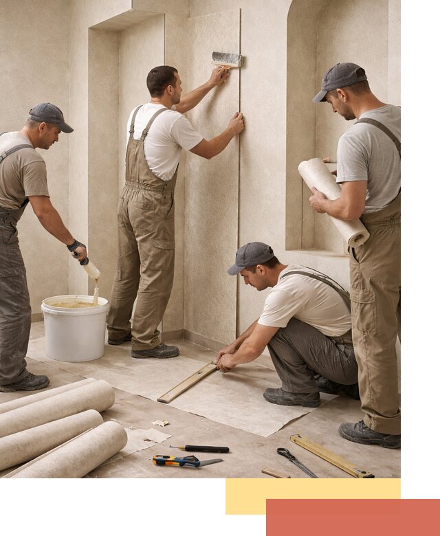 Поклейка обоев на сложные стены и неровные поверхности в Саранске