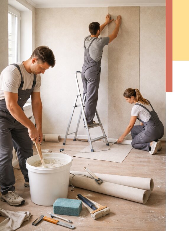 Оклейка стен обоями в Саранске от 3688 руб/м2 — быстро и недорого | ОТДЕЛОЧНИК-Срн