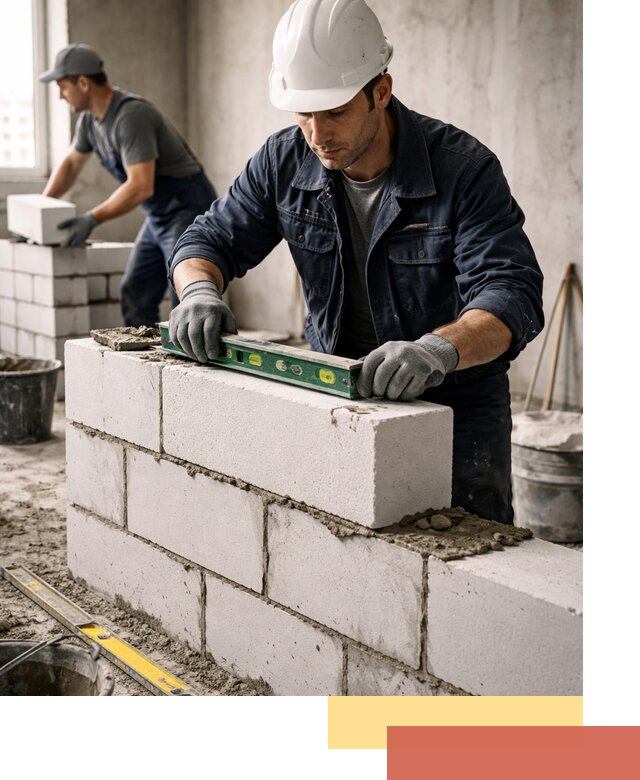 Кладка перегородок из пеноблока под ключ в Саранске