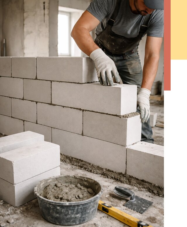 Кладка перегородок из силикатного блока в Саранске от 4214 руб. под ключ | ОТДЕЛОЧНИК-Срн