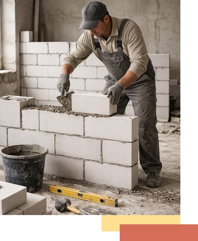 Кладка перегородок из силикатного блока в Саранске