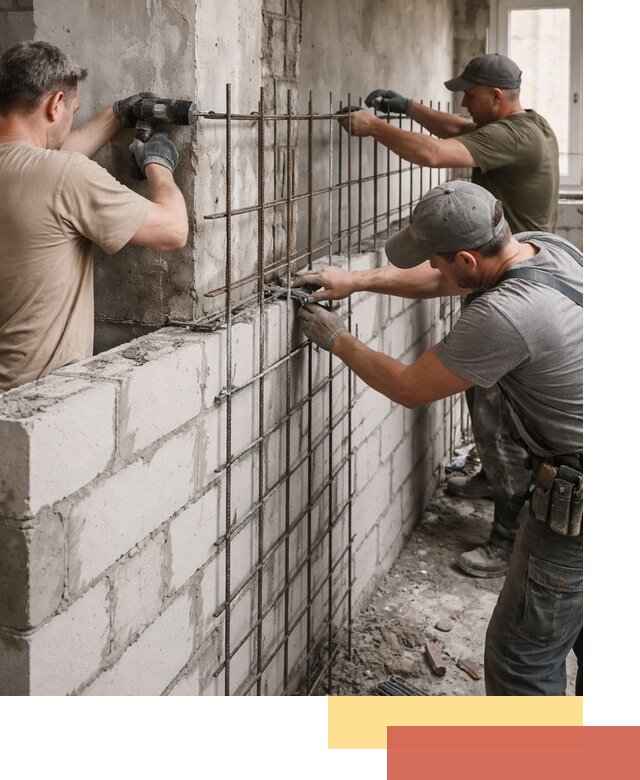 Армирование кладки перегородок в Саранске профессионально и надёжно