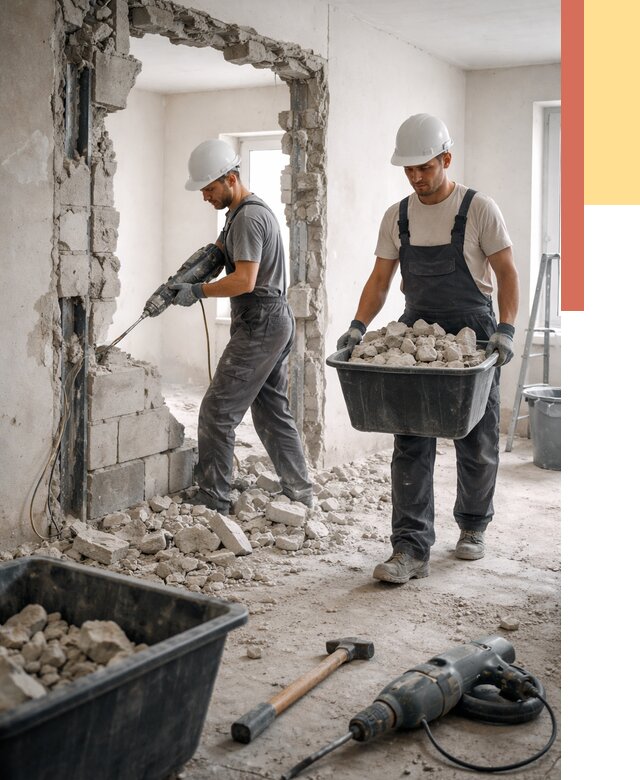 Демонтаж блоковых перегородок в Саранске от 3951 руб. — быстро и недорого | ОТДЕЛОЧНИК-Срн