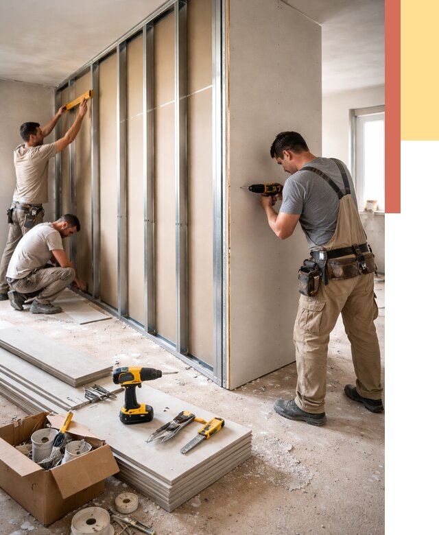 Монтаж однослойной перегородки из гипсокартона в Саранске от 685 руб. | ОТДЕЛОЧНИК-Срн