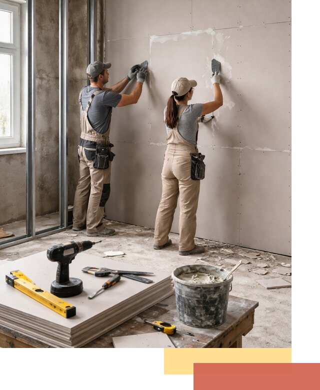 Монтаж двухслойной перегородки из гипсокартона в Саранске