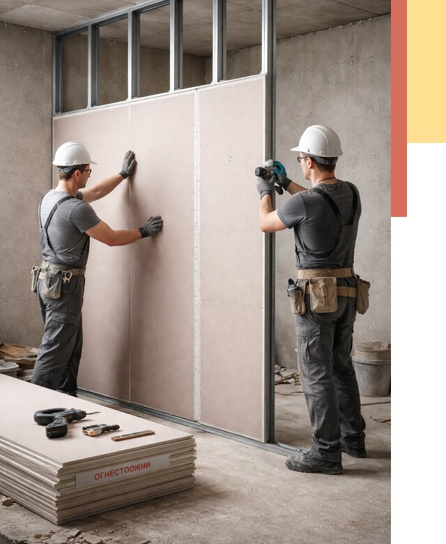 Перегородка из огнестойкого гипсокартона в Саранске от 1949 руб. под ключ | ОТДЕЛОЧНИК-Срн
