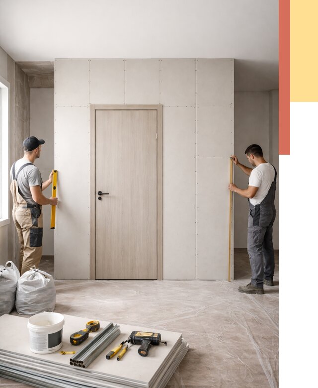 Перегородка из гипсокартона с дверью в Саранске от 4741 руб. под ключ | ОТДЕЛОЧНИК-Срн