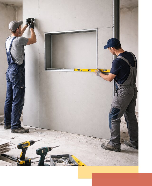 Перегородка из гипсокартона с нишей под декор в Саранске