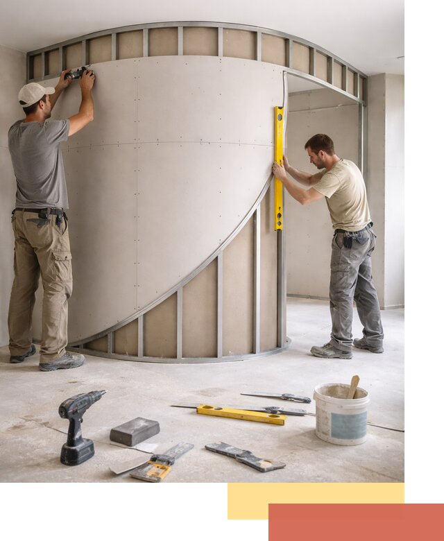 Радиусная перегородка из гипсокартона в Саранске под ключ