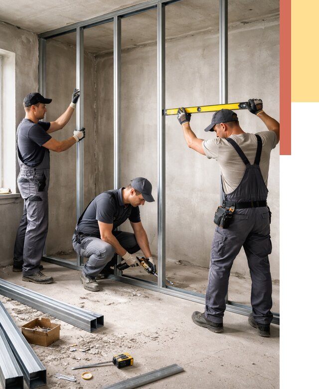 Монтаж каркаса перегородки из профиля в Саранске от 790 руб. | ОТДЕЛОЧНИК-Срн