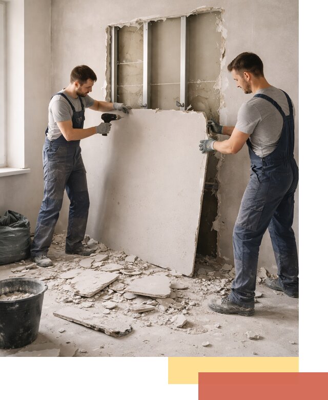 Демонтаж перегородки из гипсокартона в Саранске быстрый и аккуратный