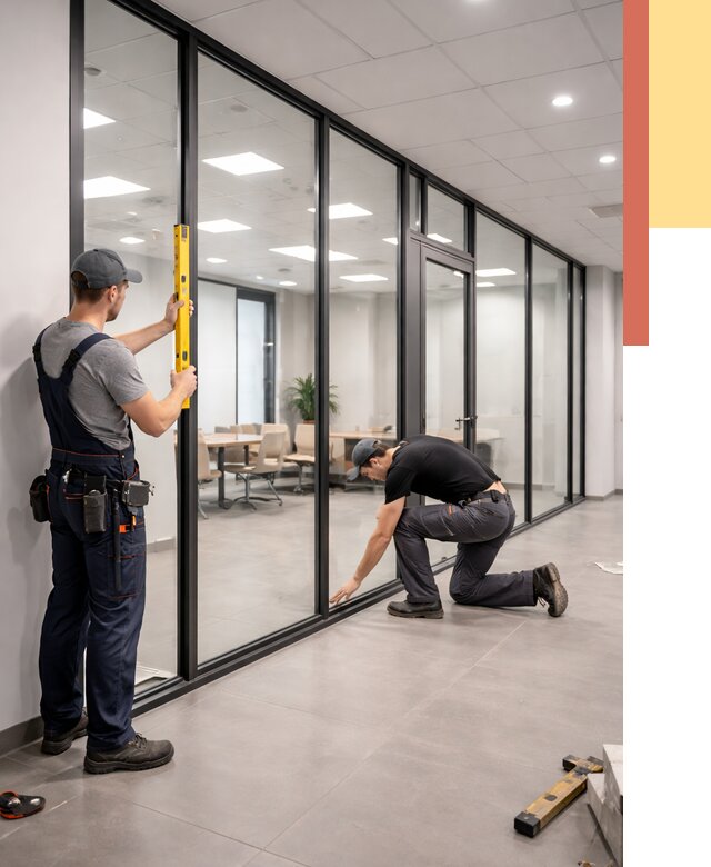 Каркасные стеклянные перегородки в Саранске под ключ от 9693 руб. | ОТДЕЛОЧНИК-Срн