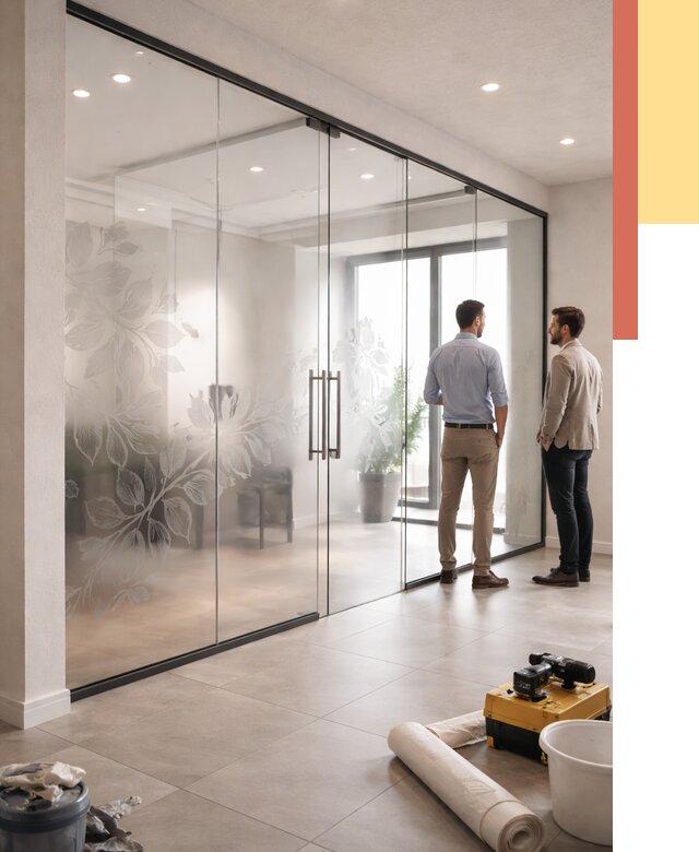 Стеклянные перегородки с рисунком в Саранске от 13170 руб. монтаж и нанесение | ОТДЕЛОЧНИК-Срн