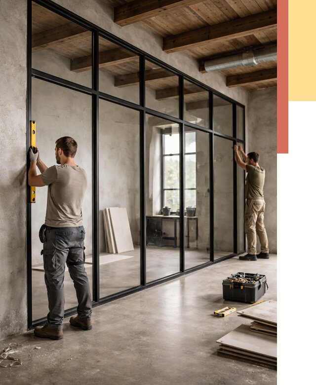 Стеклянные перегородки лофт в Саранске от 11063 руб. под ключ | ОТДЕЛОЧНИК-Срн