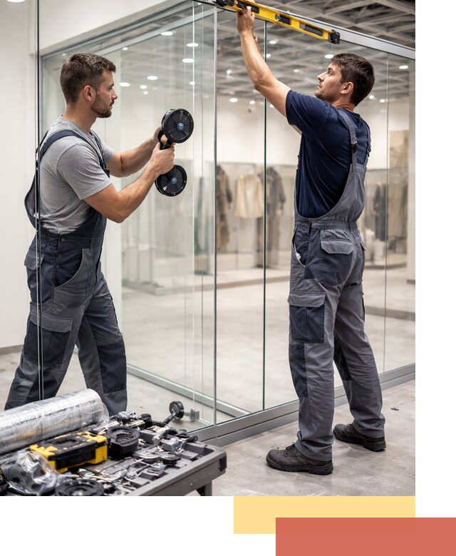 Стеклянные перегородки для магазинов в Саранске — монтаж и установка