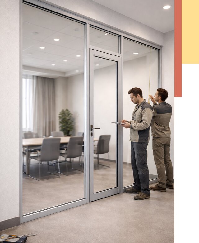 Установка и монтаж алюминиевых перегородок со стеклом в Саранске от 8640 руб. | ОТДЕЛОЧНИК-Срн