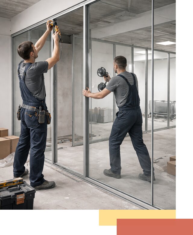 Алюминиевые перегородки со стеклом в Саранске — изготовление и монтаж