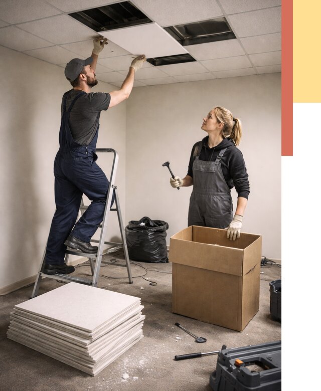 Демонтаж потолочной плитки в Саранске от 4741 руб. быстро и недорого | ОТДЕЛОЧНИК-Срн