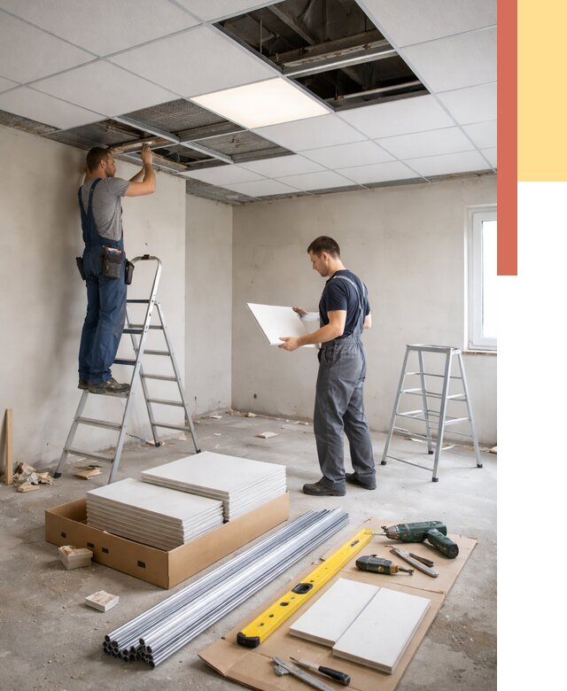 Монтаж потолка армстронг в Саранске от 4741 руб/м2 — быстрая установка под ключ | ОТДЕЛОЧНИК-Срн