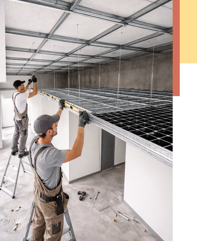 Монтаж потолка грильято в Саранске от 474 руб./м² — быстрая сборка под ключ | ОТДЕЛОЧНИК-Срн