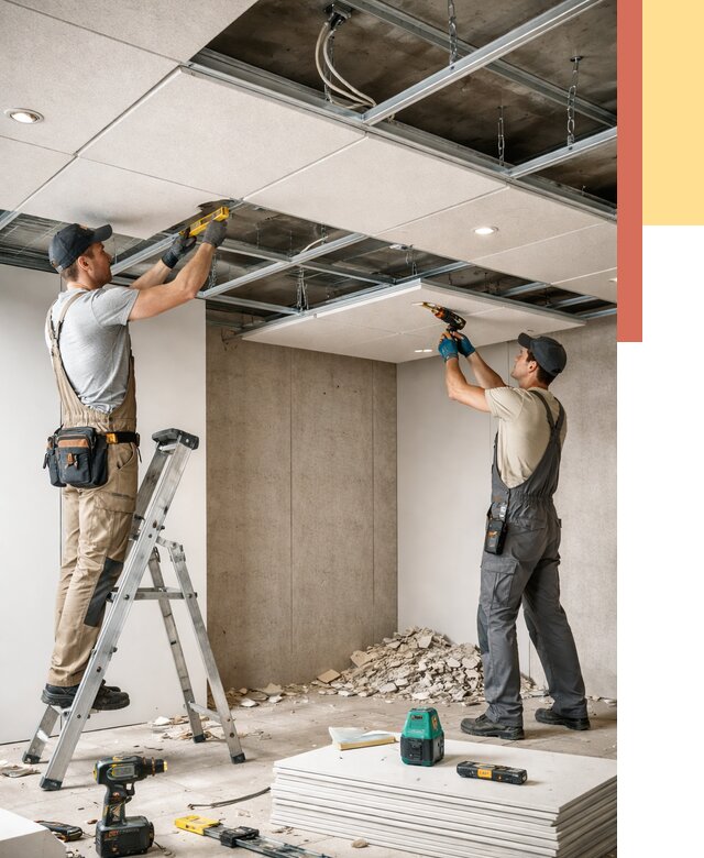 Монтаж акустического потолка в Саранске от 6848 руб/м2 — быстро и недорого | ОТДЕЛОЧНИК-Срн