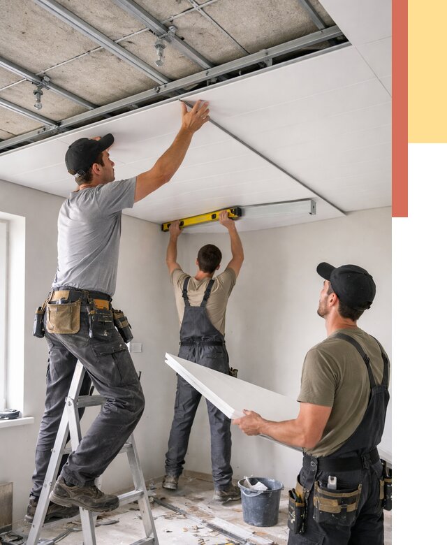 Монтаж потолка из ПВХ панелей в Саранске от 3688 руб./м2 — быстро и недорого | ОТДЕЛОЧНИК-Срн