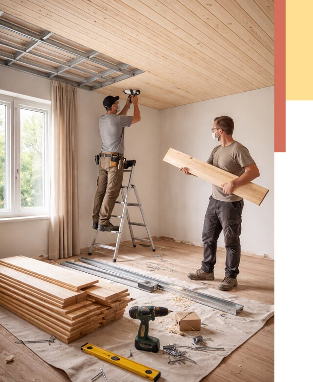 Монтаж потолка из вагонки в Саранске от 6848 руб. | Быстро и недорого — ОТДЕЛОЧНИК-Срн