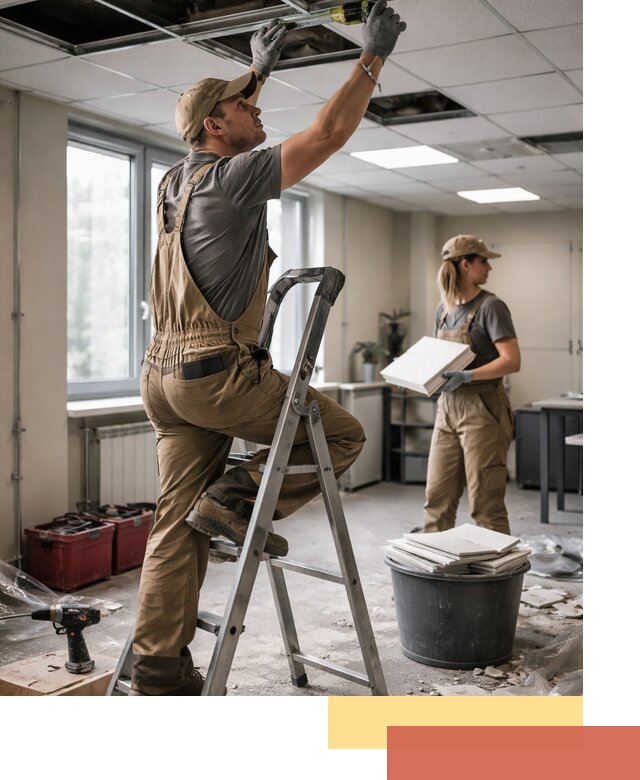 Ремонт потолка Армстронг и замена плит в Саранске