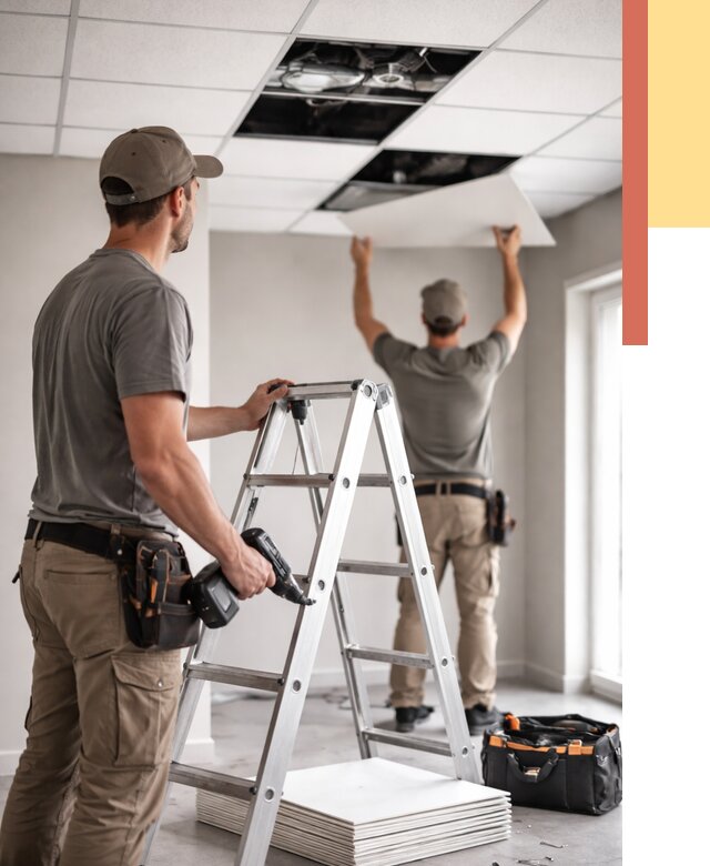 Обслуживание подвесного потолка в Саранске от 3688 руб. — быстро и недорого | ОТДЕЛОЧНИК-Срн