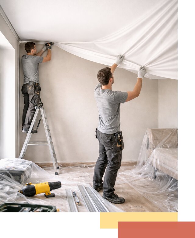 Монтаж тканевого натяжного потолка в Саранске недорого и быстро