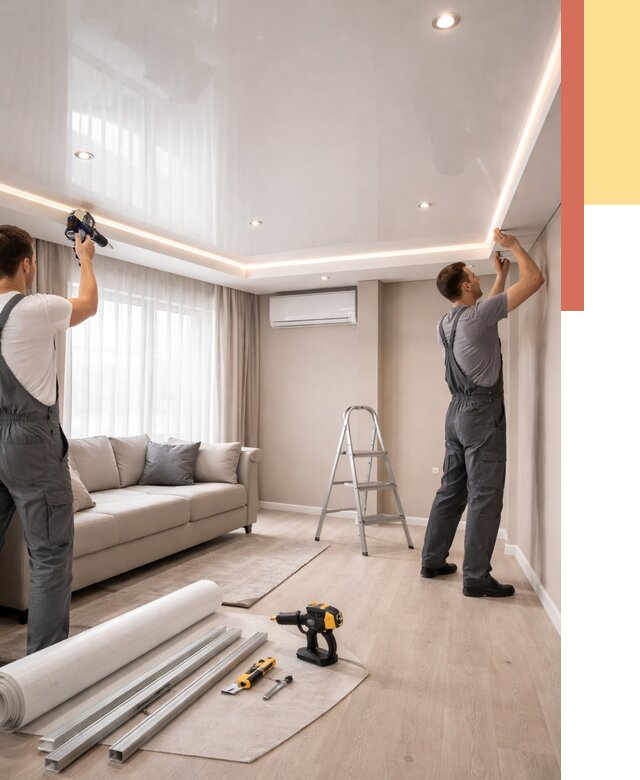 Монтаж глянцевого натяжного потолка в Саранске от 790 руб. под ключ | ОТДЕЛОЧНИК-Срн