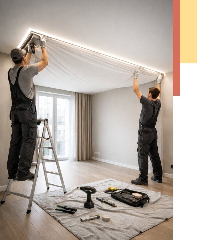 Монтаж парящего натяжного потолка в Саранске от 4741 руб. быстро и недорого | ОТДЕЛОЧНИК-Срн