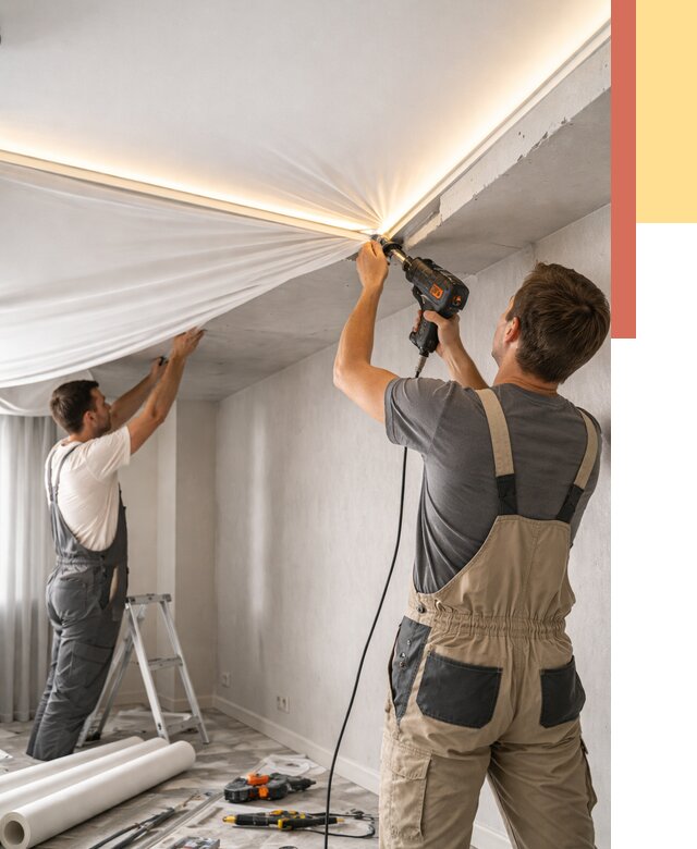 Монтаж натяжного потолка с подсветкой в Саранске от 1001 руб. | ОТДЕЛОЧНИК-Срн