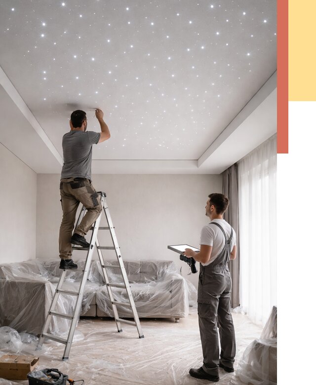 Монтаж натяжного потолка «звездное небо» в Саранске от 6848 руб. | ОТДЕЛОЧНИК-Срн