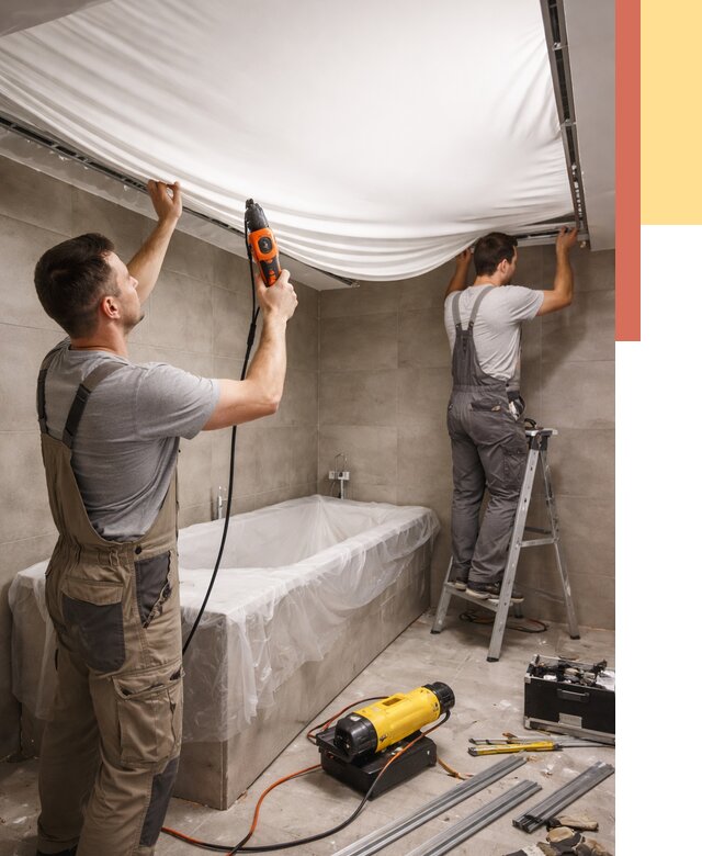 Монтаж натяжного потолка в ванной в Саранске от 1264 руб. под ключ | ОТДЕЛОЧНИК-Срн