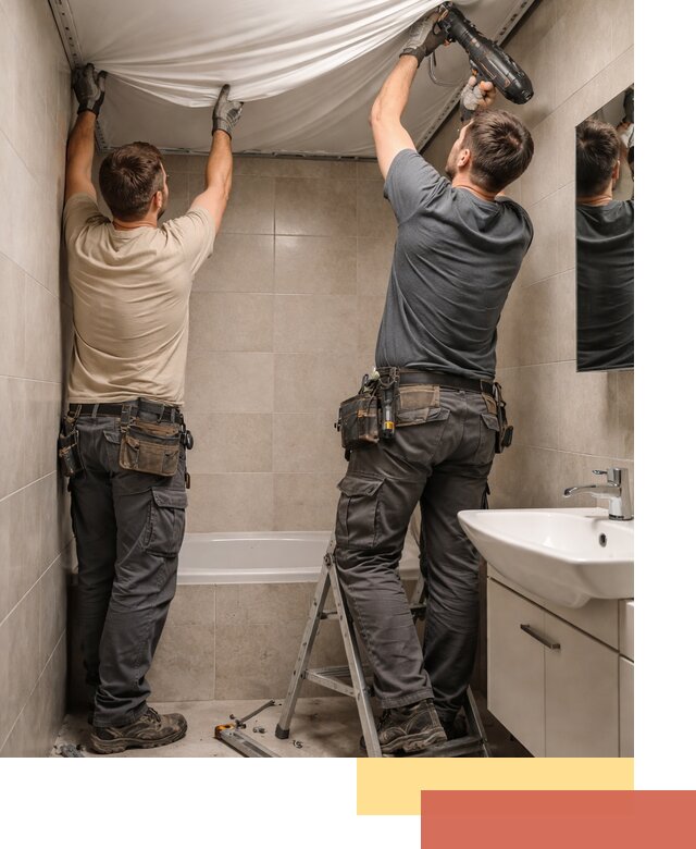 Монтаж натяжного потолка в ванной в Саранске быстро и качественно