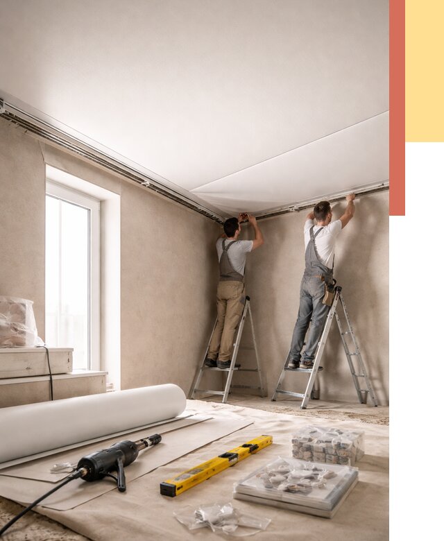 Монтаж натяжного потолка в спальне в Саранске от 4004 руб. под ключ | ОТДЕЛОЧНИК-Срн