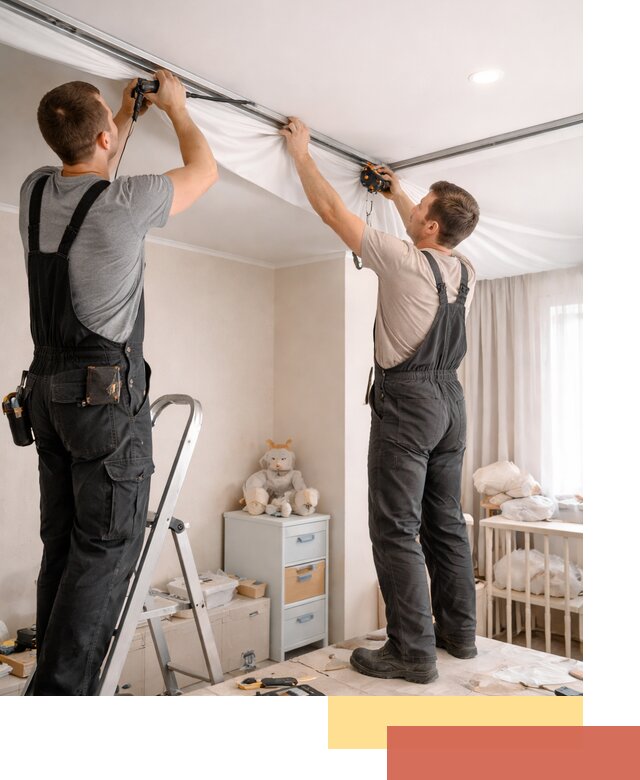 Монтаж натяжного потолка в детской комнате в Саранске