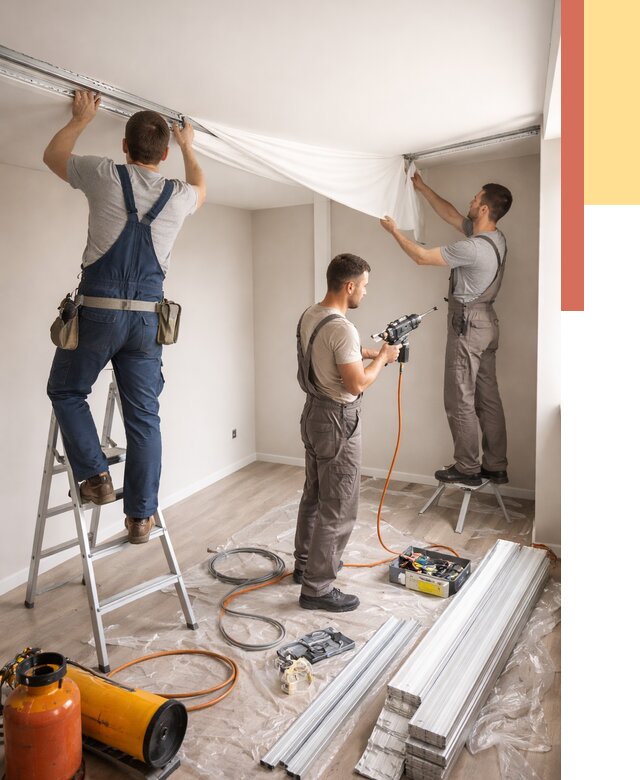 Монтаж натяжного потолка в студии в Саранске от 5795 руб. — быстро и недорого | ОТДЕЛОЧНИК-Срн