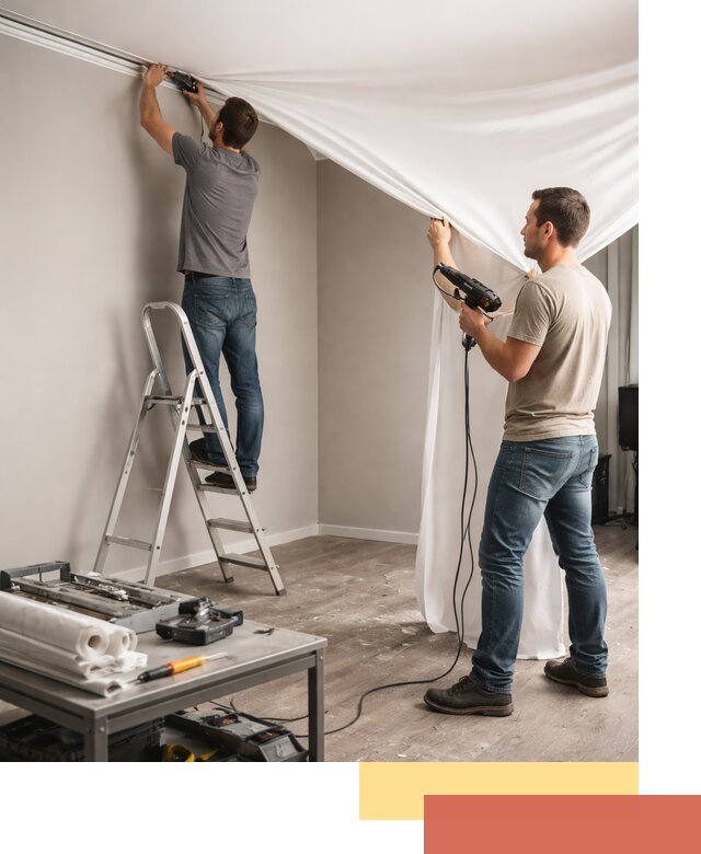 Монтаж натяжного потолка в студии в Саранске